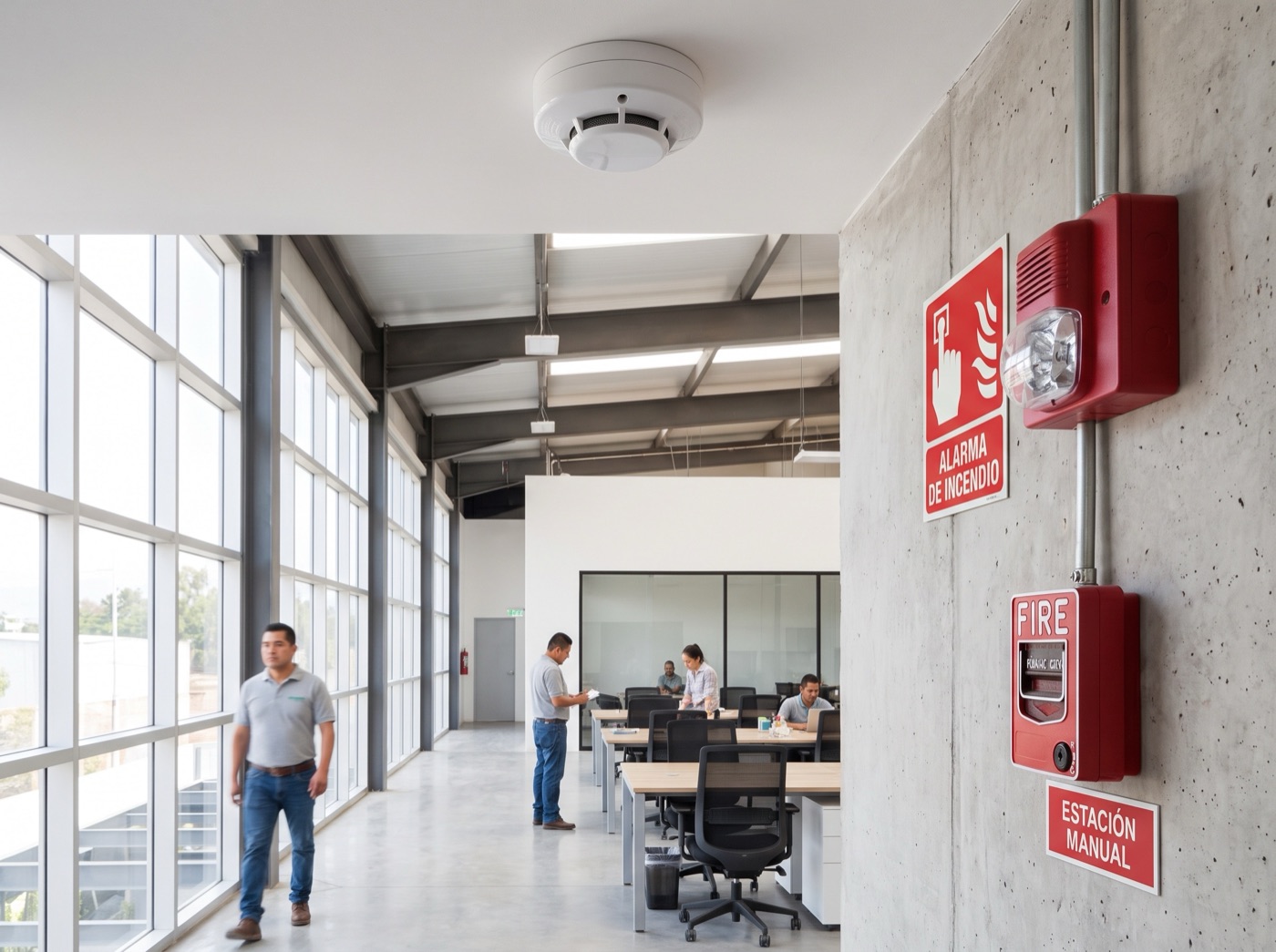 Detector de humo y estación manual de alarma contra incendio