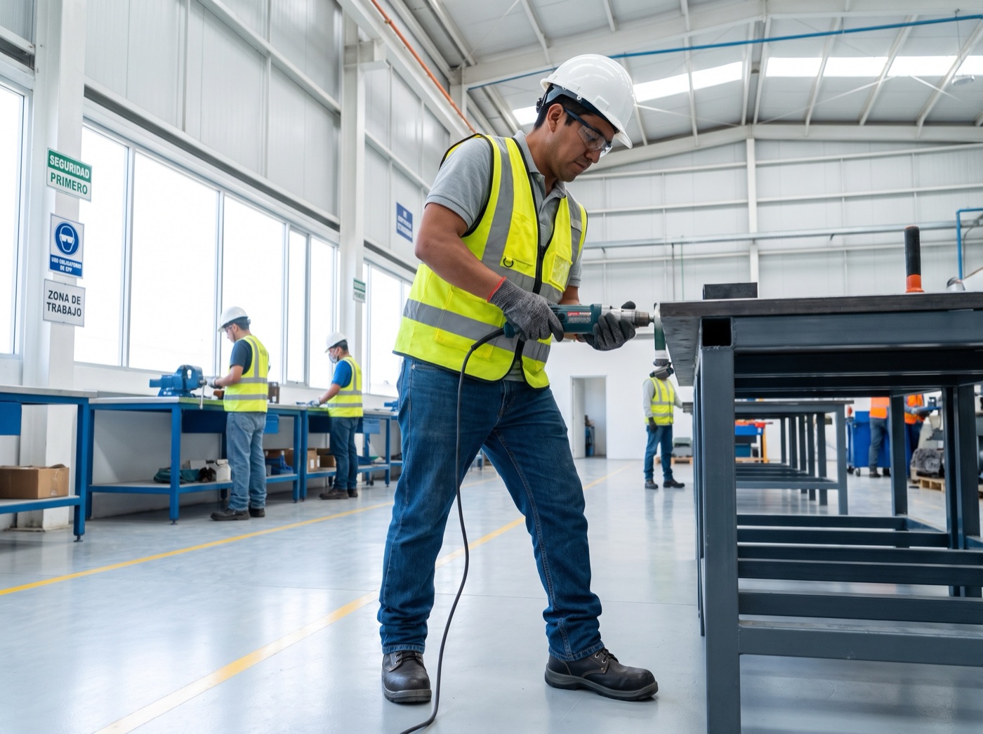 Trabajador con equipo de protección personal completo